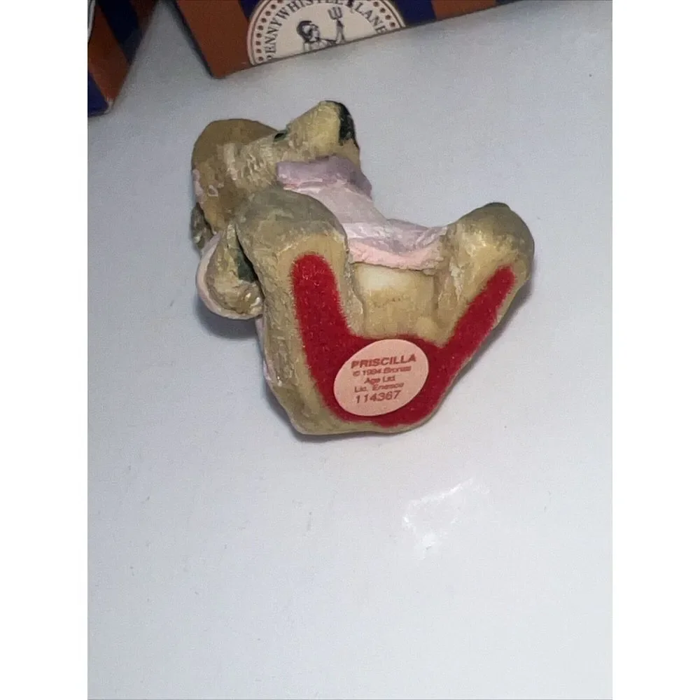 Vintage Enesco Penny Whistle Lane Lot of 5 Holiday Figurines Bear Doll Cat Mice‎
